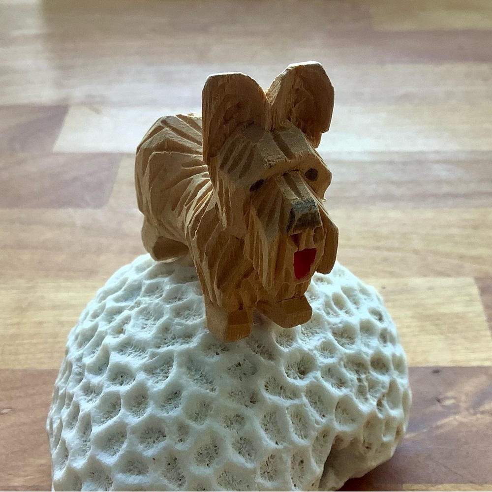 SOLD - Vintage Handcarved Wooden Dog - Picture 1 of 6